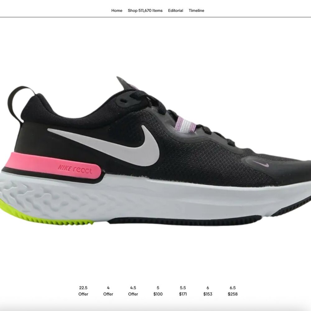 Nike Women's React Miler running shoes, Black Sunset Pulse, size 8.5